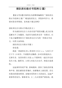 部队班长检讨书范例(2篇)