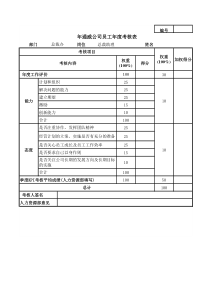 通威集团总裁办各岗位年度考核表