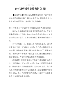 农村调研活动总结范例(2篇)