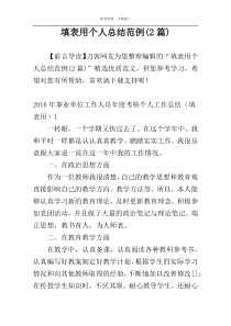 填表用个人总结范例(2篇)