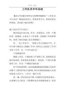 工作队员半年总结