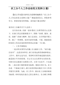 农工办个人工作总结范文范例(2篇)