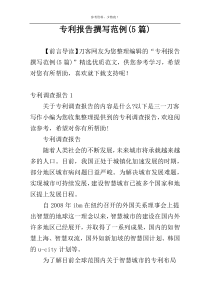 专利报告撰写范例(5篇)