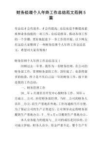 财务经理个人年终工作总结范文范例5篇