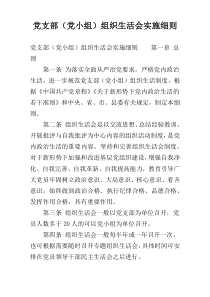 党支部（党小组）组织生活会实施细则