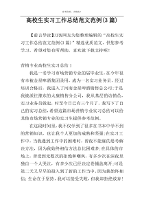 高校生实习工作总结范文范例(3篇)