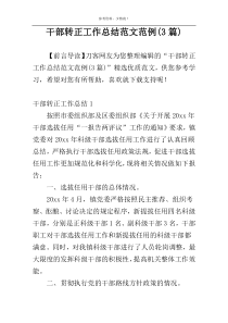 干部转正工作总结范文范例(3篇)