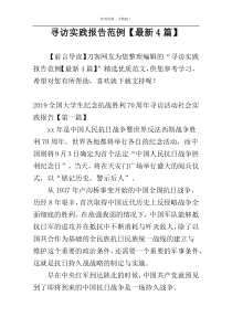 寻访实践报告范例【最新4篇】