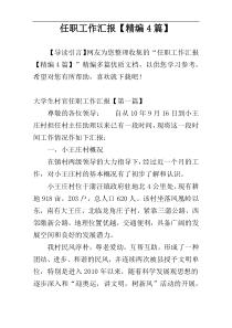 任职工作汇报【精编4篇】