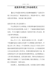 送货员年度工作总结范文