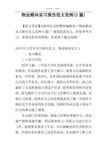 物业顾问实习报告范文范例(2篇)
