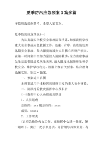 夏季防汛应急预案3篇多篇