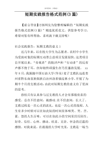 短期实践报告格式范例(3篇)