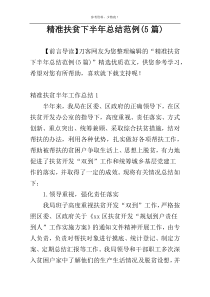 精准扶贫下半年总结范例(5篇)