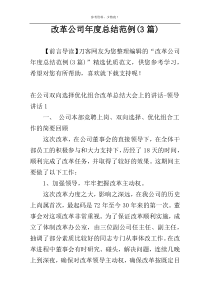 改革公司年度总结范例(3篇)