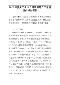 2022年度关于全市“棚改清零”工作情况的报告范例