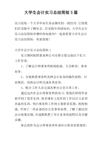 大学生会计实习总结简短5篇