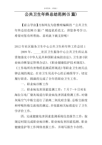 公共卫生年终总结范例(5篇)
