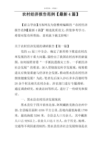 农村经济报告范例【最新4篇】