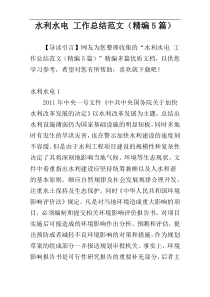 水利水电 工作总结范文（精编5篇）