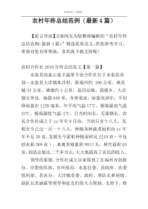 农村年终总结范例（最新4篇）