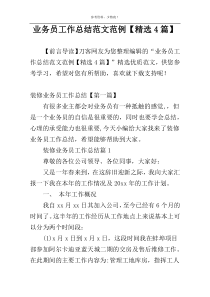 业务员工作总结范文范例【精选4篇】