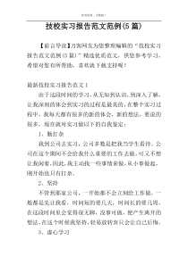 技校实习报告范文范例(5篇)