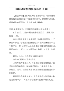 国际调研机构报告范例(3篇)