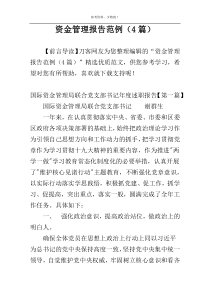 资金管理报告范例（4篇）