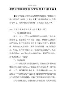 暑假公司实习报告范文范例【汇集4篇】