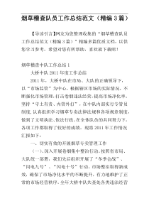 烟草稽查队员工作总结范文（精编3篇）