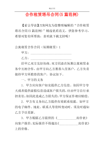 合作租赁塔吊合同(5篇范例)