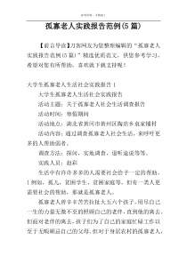 孤寡老人实践报告范例(5篇)