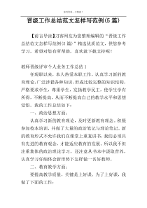 晋级工作总结范文怎样写范例(5篇)