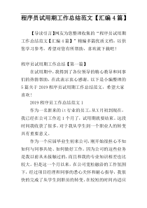 程序员试用期工作总结范文【汇编4篇】