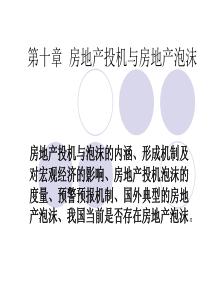 第十章房地产投机与房地产泡沫