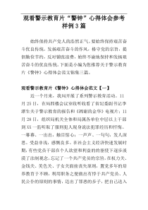 观看警示教育片“警钟”心得体会参考样例3篇