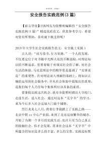 安全报告实践范例(3篇)