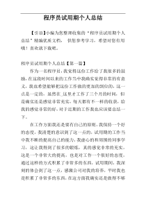 程序员试用期个人总结
