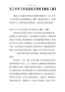支上半年工作总结范文范例【精选4篇】