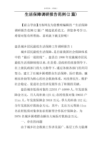 生活保障调研报告范例(2篇)