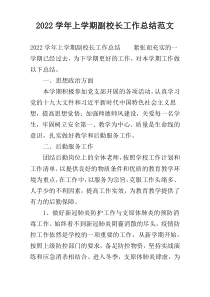 2022学年上学期副校长工作总结范文