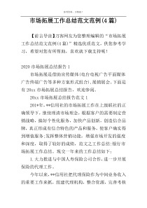 市场拓展工作总结范文范例(4篇)