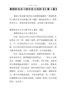 暑假财务实习报告范文范例【汇集4篇】