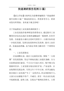 快速调研报告范例(3篇)