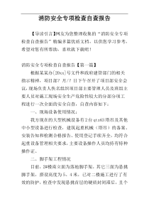 消防安全专项检查自查报告