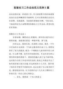 客服实习工作总结范文范例5篇