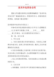 技术外包劳务合同