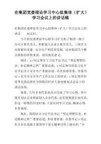 在集团党委理论学习中心组集体（扩大）学习会议上的讲话稿