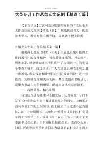 党员冬训工作总结范文范例【精选4篇】
